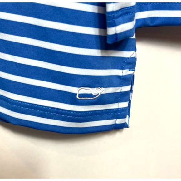 Vineyard Vines Blue & White Striped Sankaty Boat Neck Tee Medium Lightweight Top - Picture 4 of 6